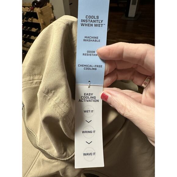 Mission Cooling Sun Defender Hat, Upf50 Khaki Oatmeal Unisex Wide-Brim Hat Nape - Picture 4 of 9